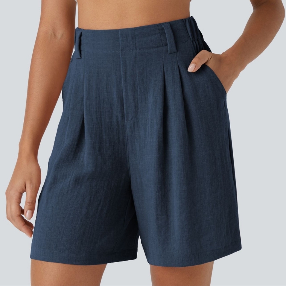 HALARA Women's High-Waist Navy Bermuda Shorts